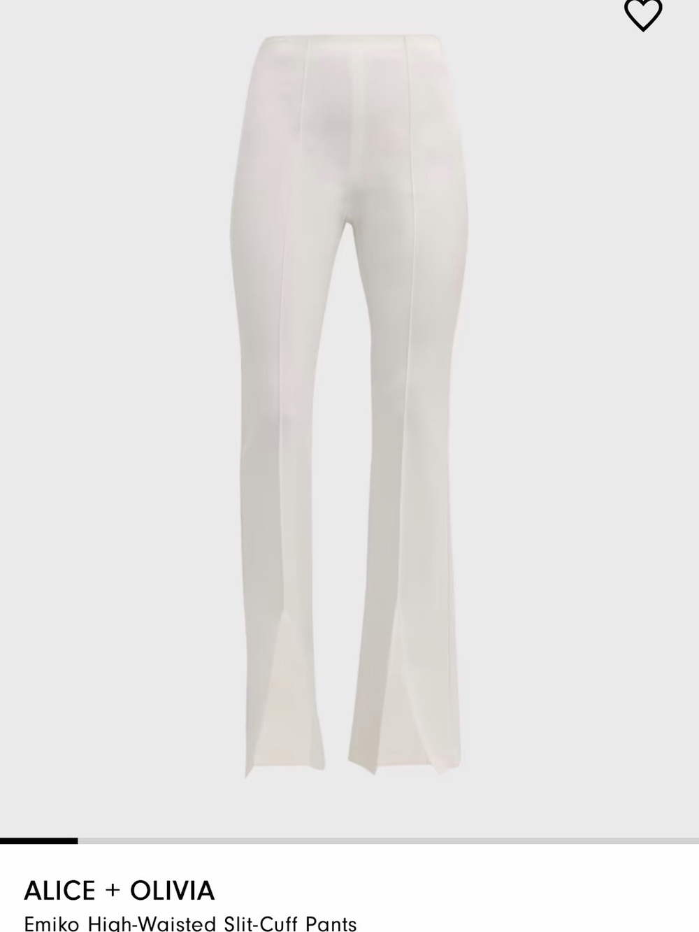 Alice + Olivia White High-Waist Flared Slit-Cuff Pants